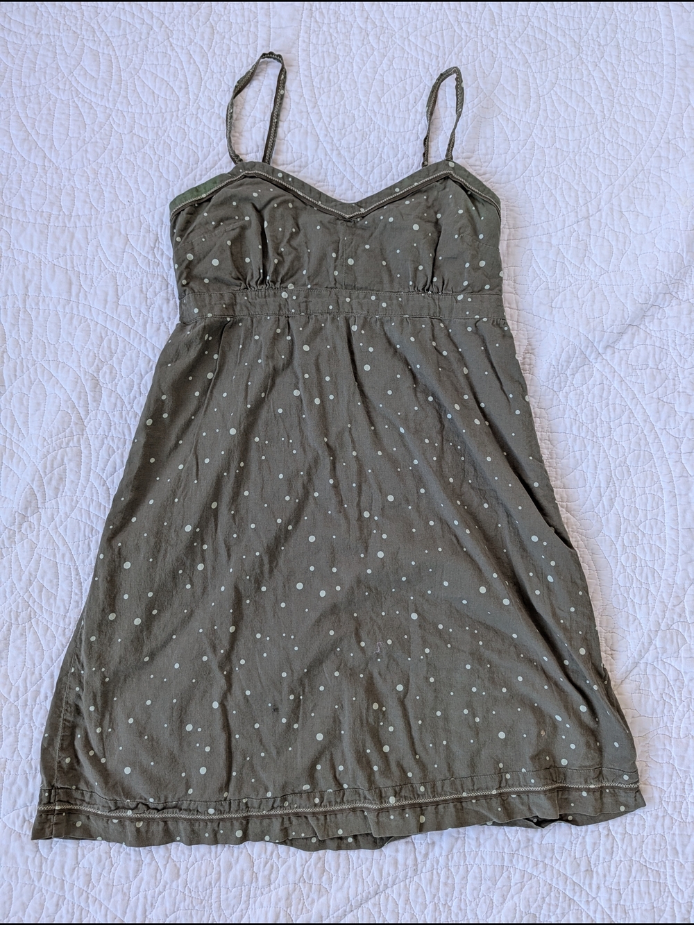 American Eagle Outfitters Olive Green Dress With Dots